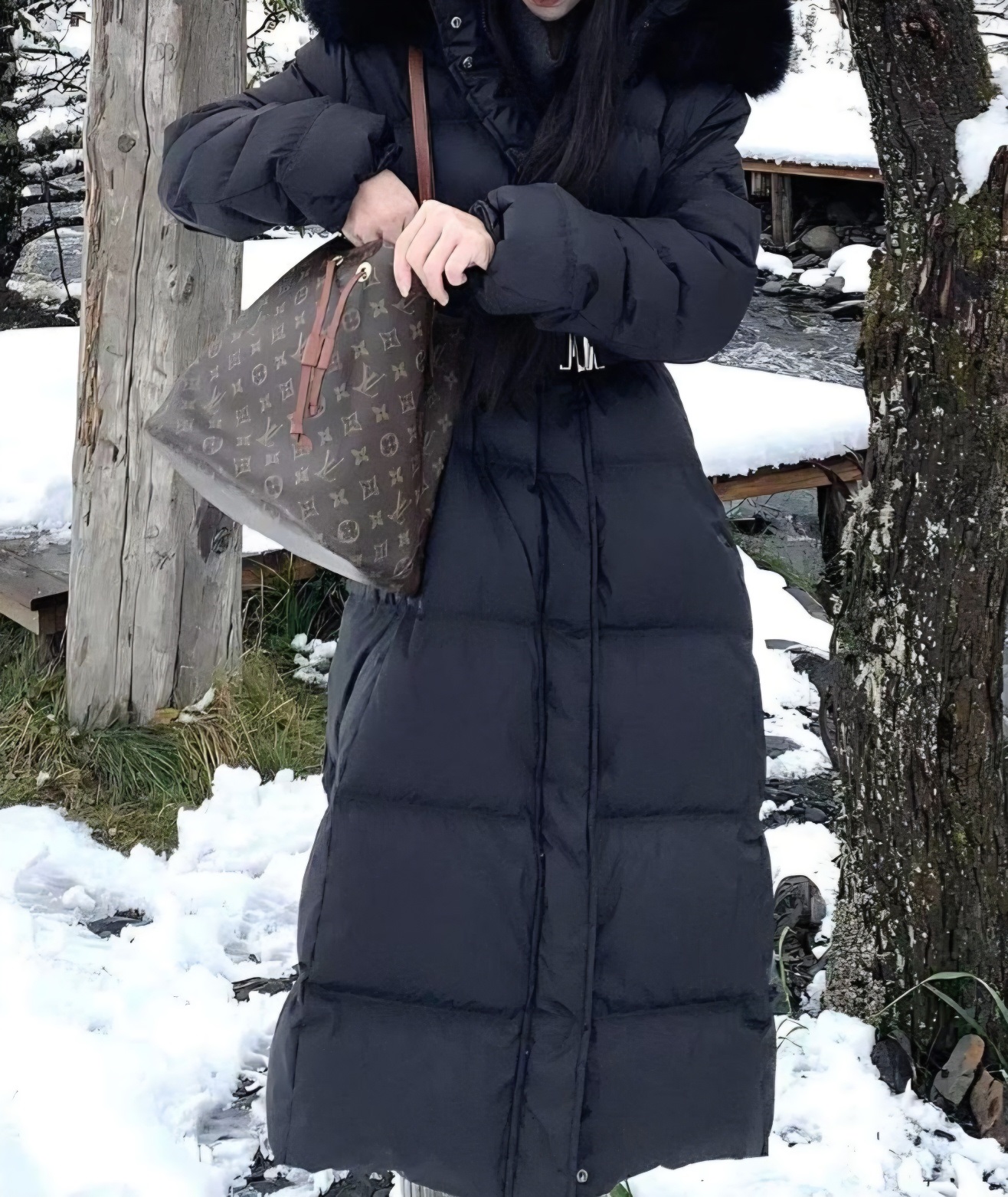 フォックスファージップアップロングAラインダウンジャケット | 詳細画像3