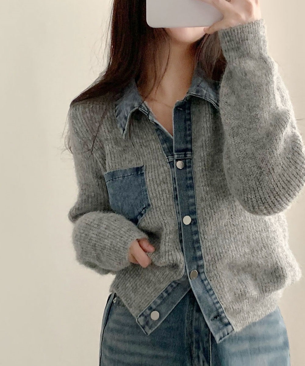 ニットデニム配色カーディガン | 詳細画像5