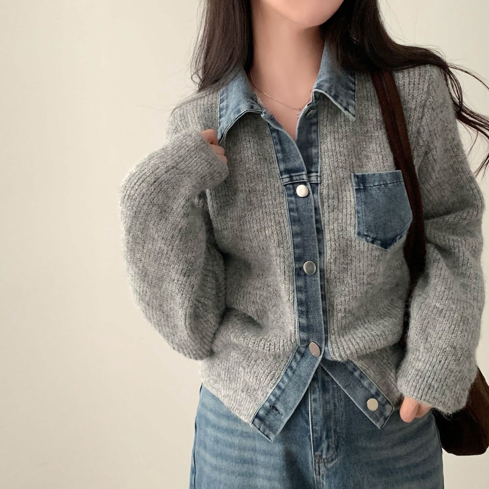 ニットデニム配色カーディガン | 詳細画像8