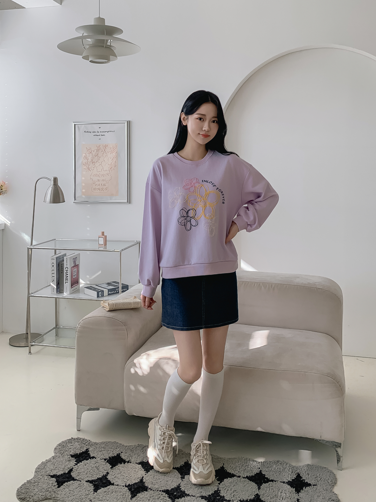 ラウンドネックプリント花柄スウェット | 詳細画像3