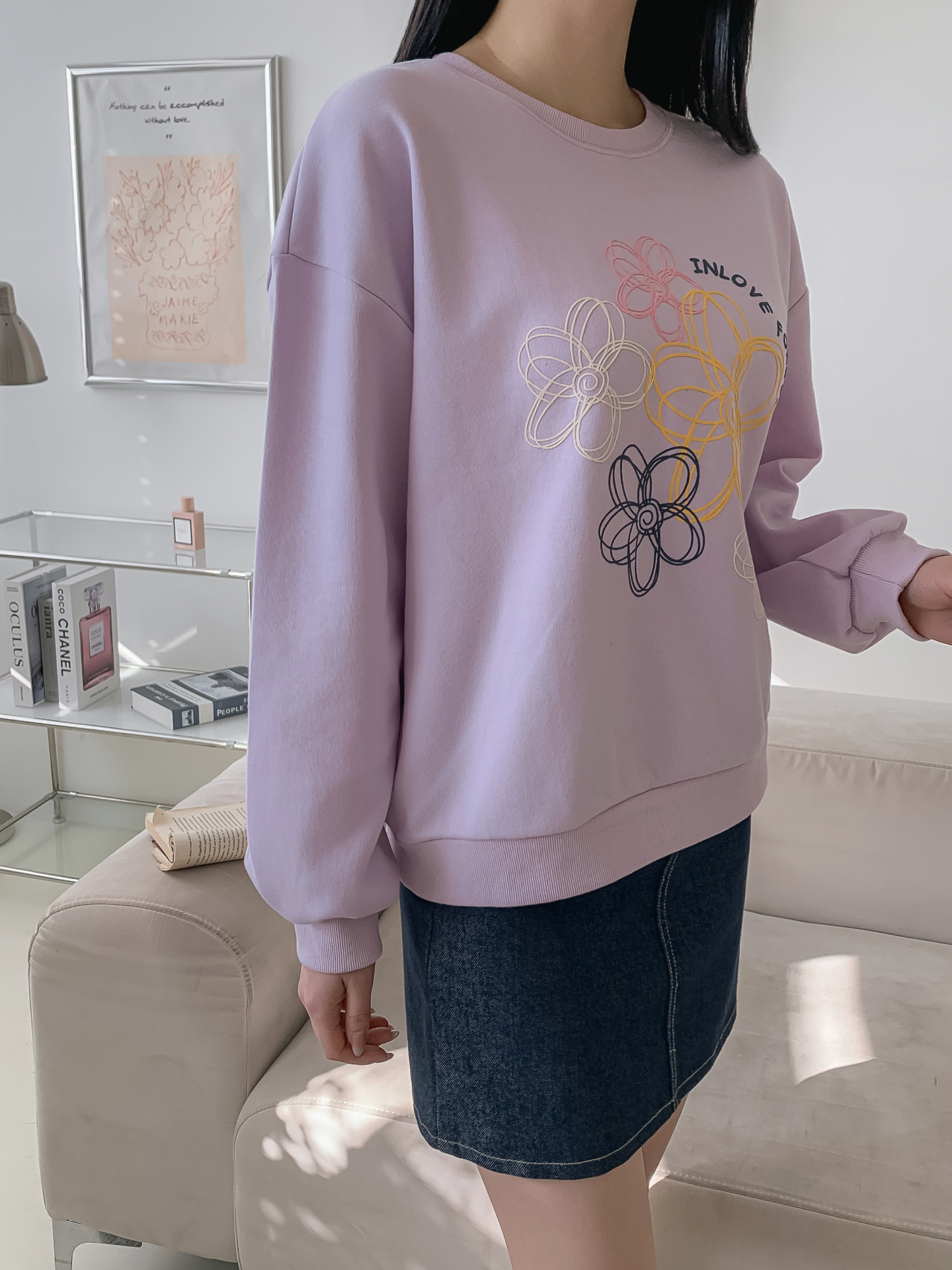 ラウンドネックプリント花柄スウェット | 詳細画像8