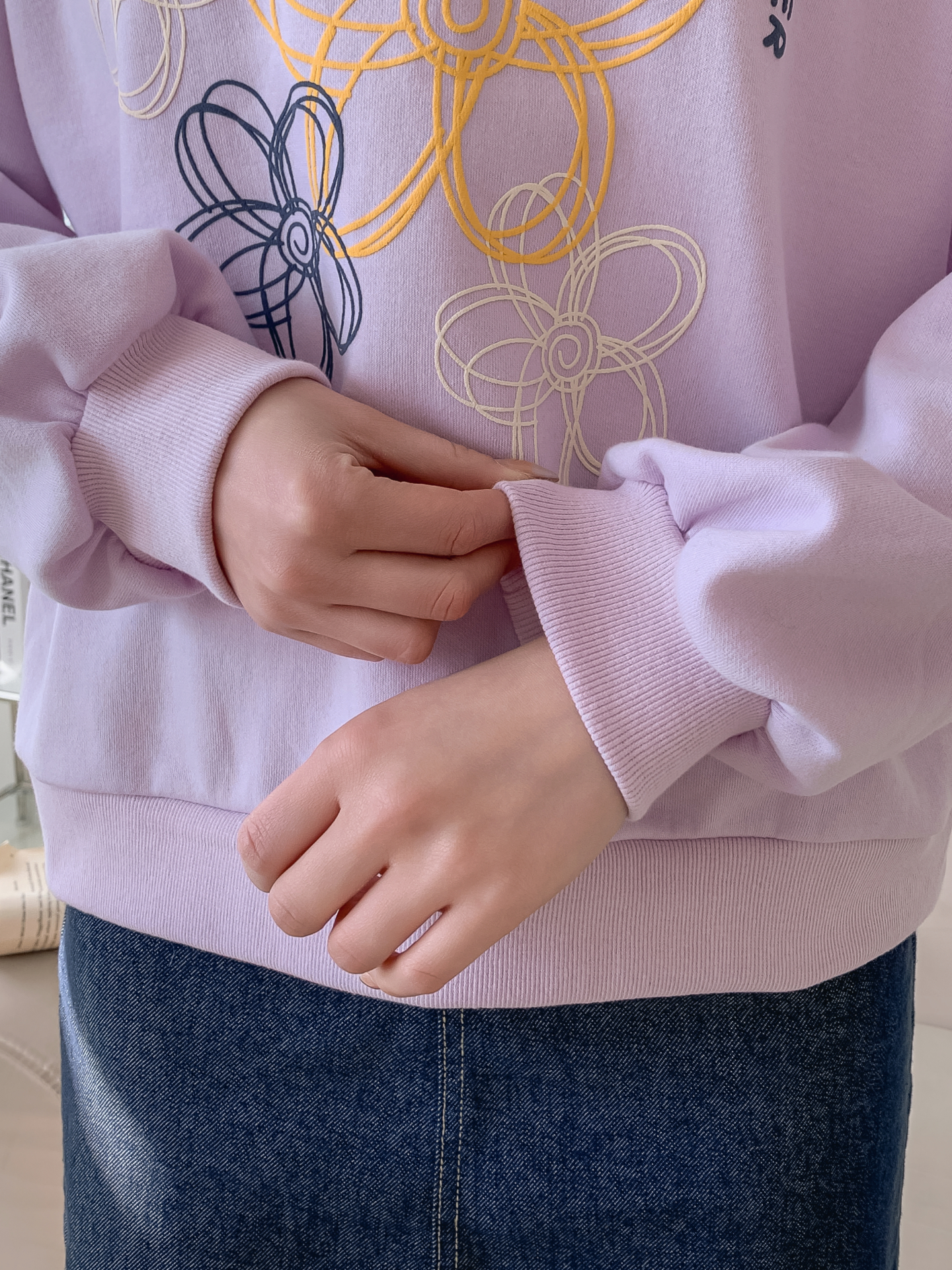 ラウンドネックプリント花柄スウェット | 詳細画像11