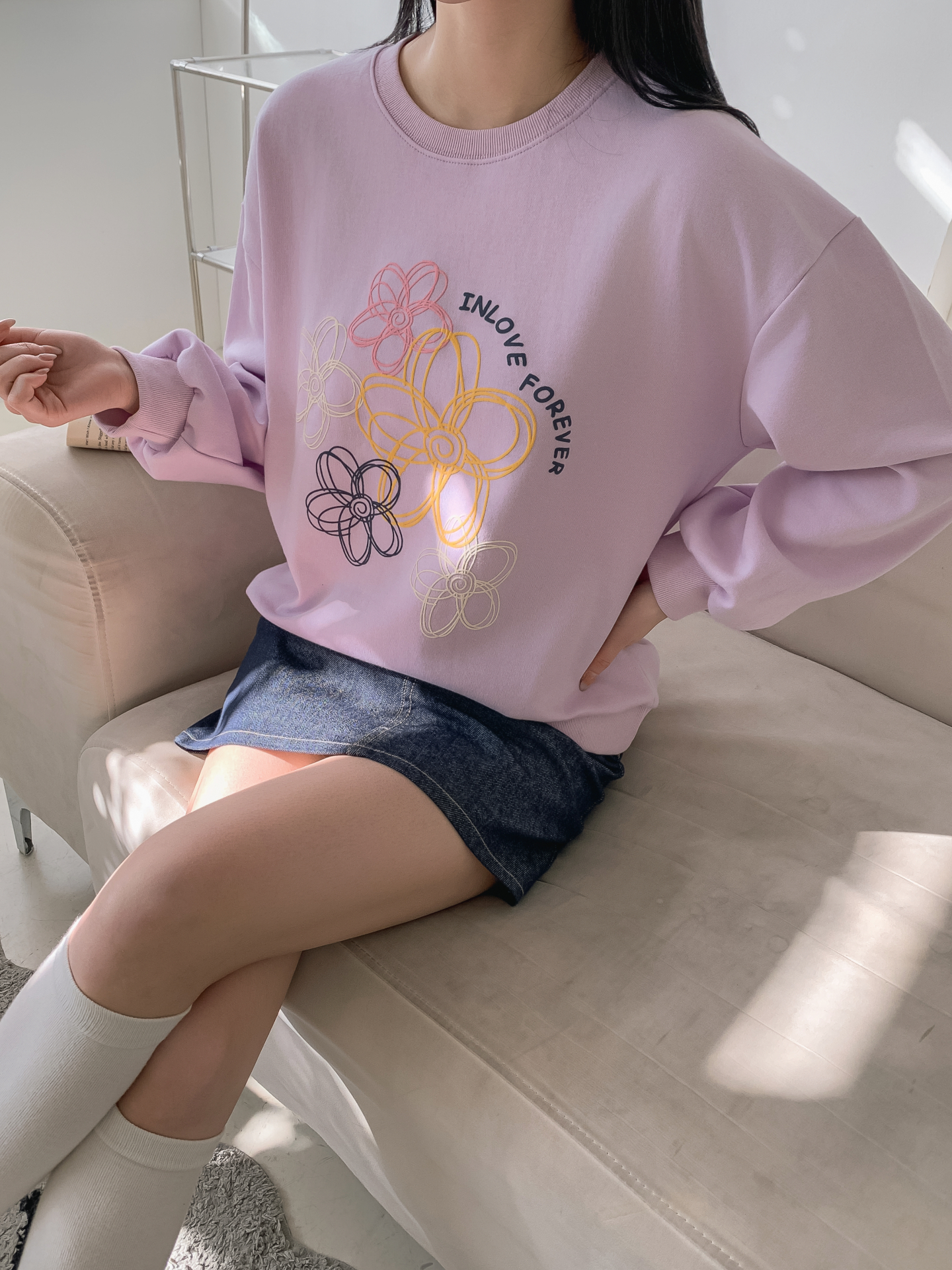 ラウンドネックプリント花柄スウェット | 詳細画像12