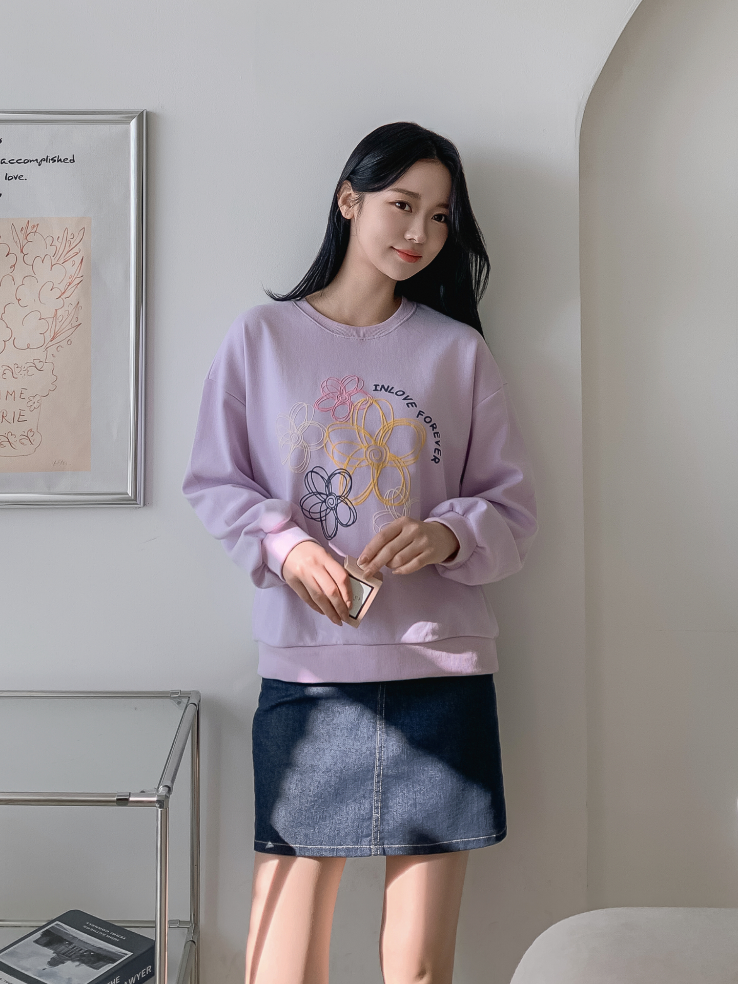 ラウンドネックプリント花柄スウェット | 詳細画像14