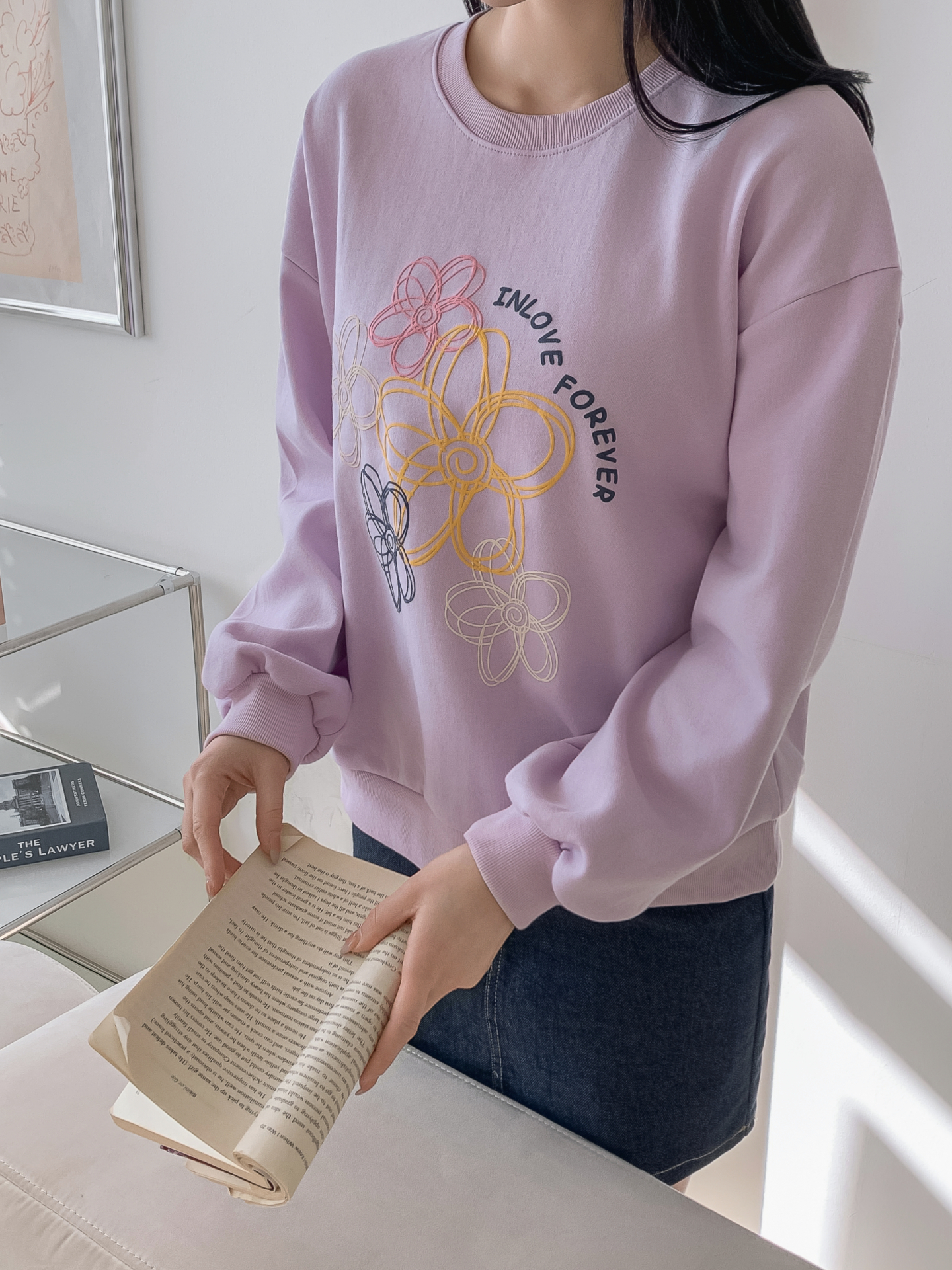 ラウンドネックプリント花柄スウェット | 詳細画像15