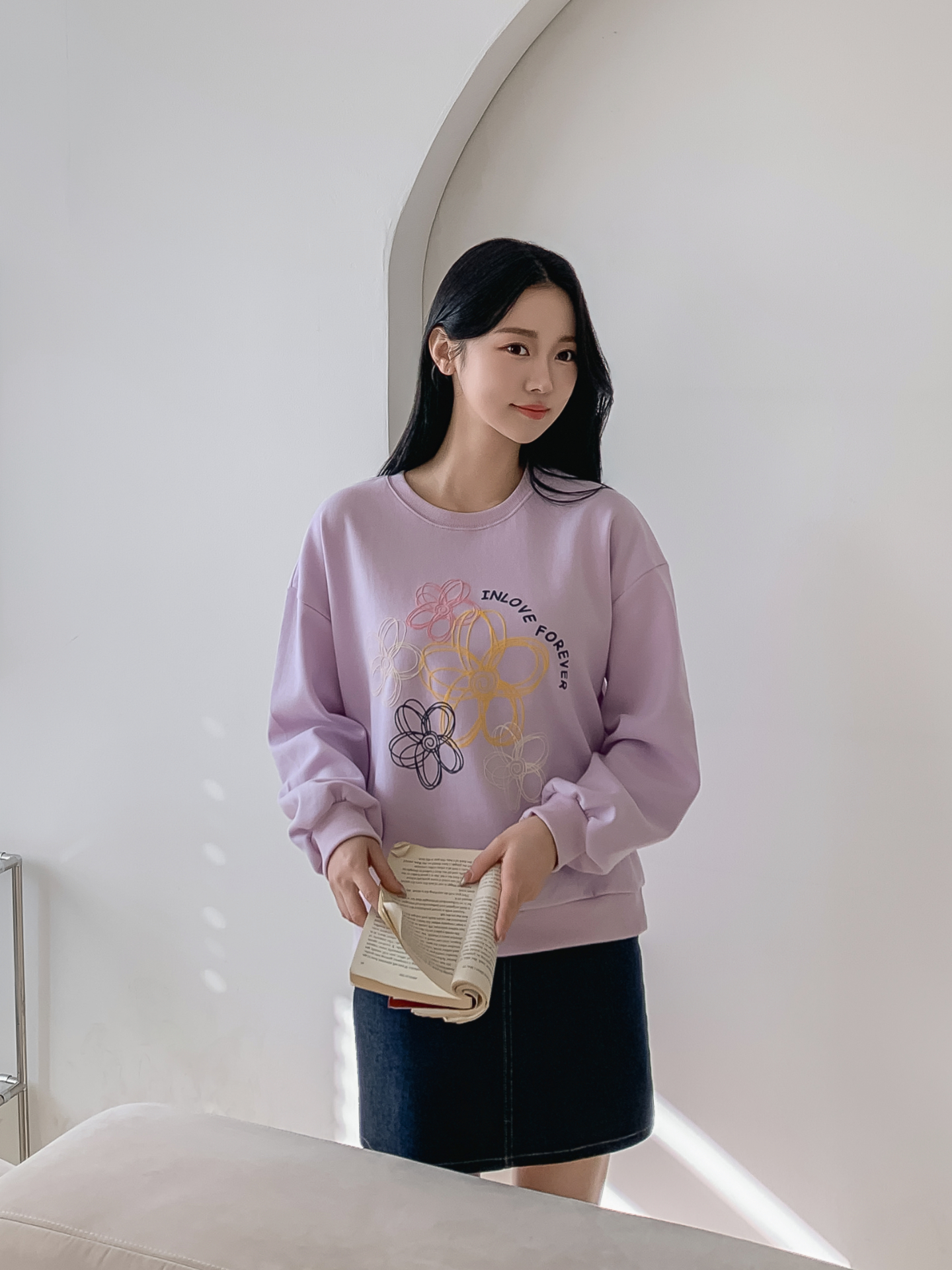 ラウンドネックプリント花柄スウェット | 詳細画像2