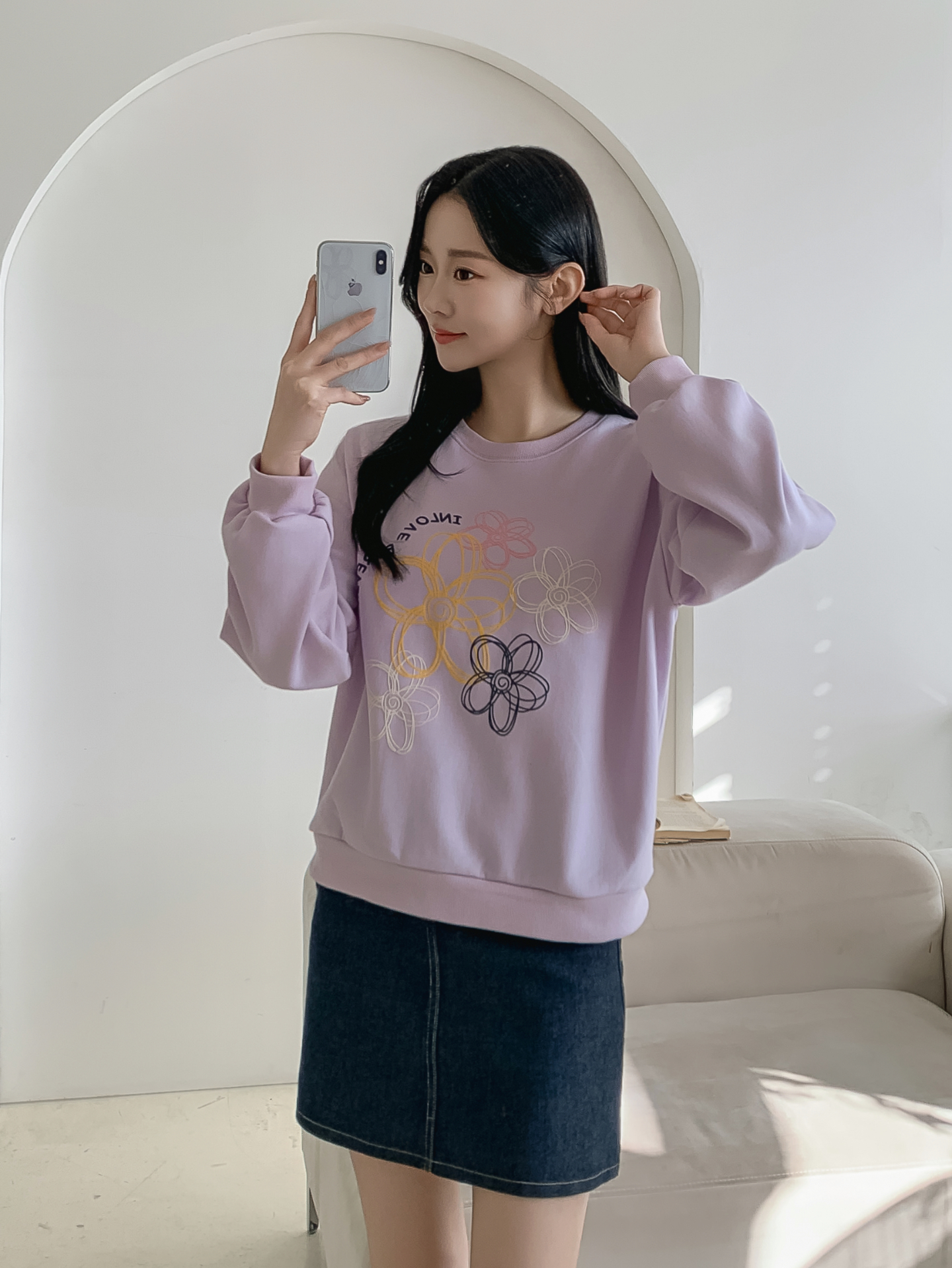 ラウンドネックプリント花柄スウェット | 詳細画像4