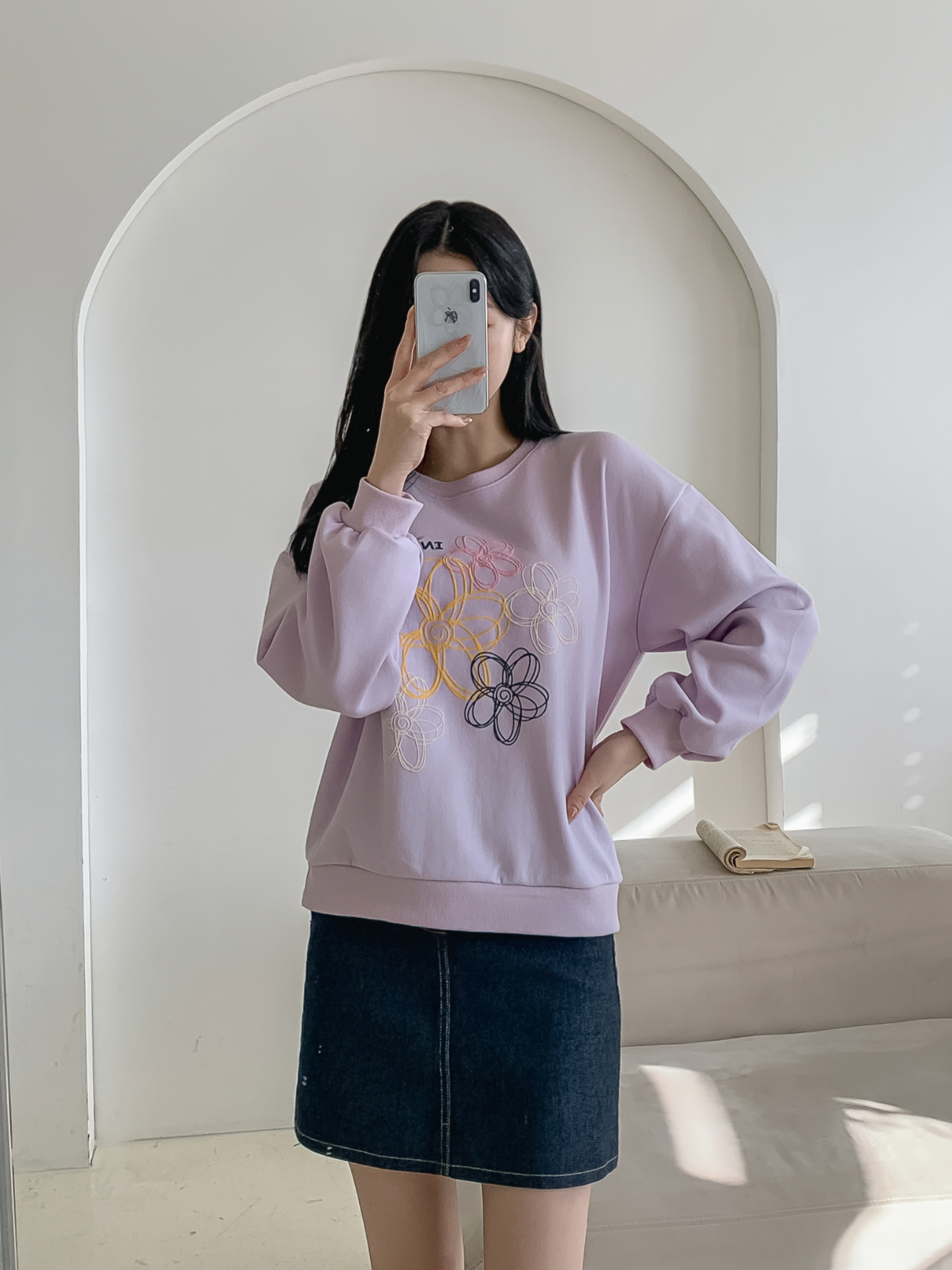 ラウンドネックプリント花柄スウェット | 詳細画像6