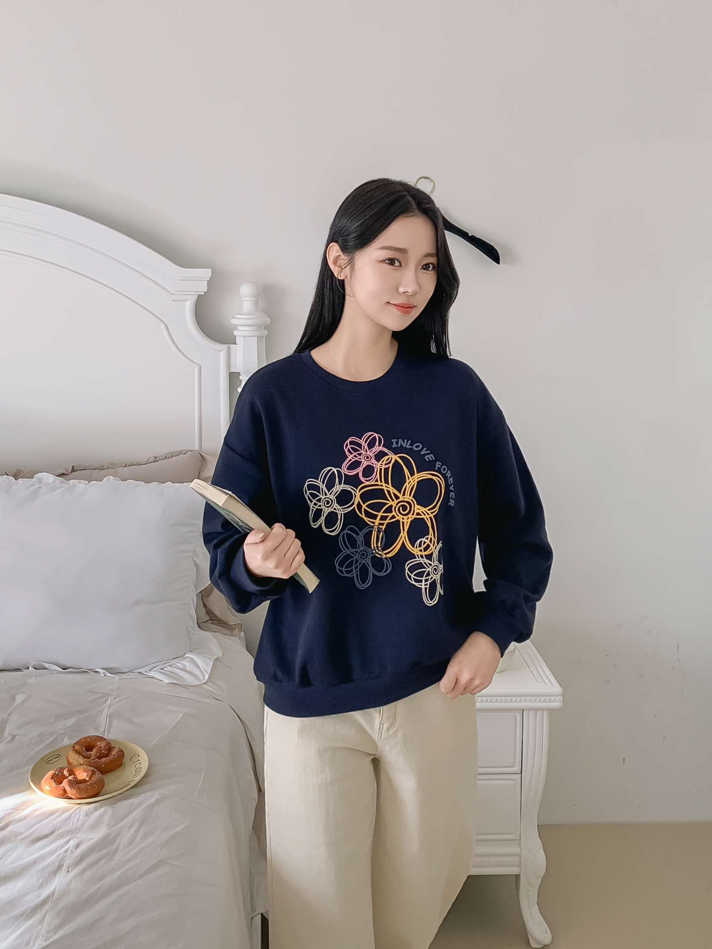 ラウンドネックプリント花柄スウェット | 詳細画像22