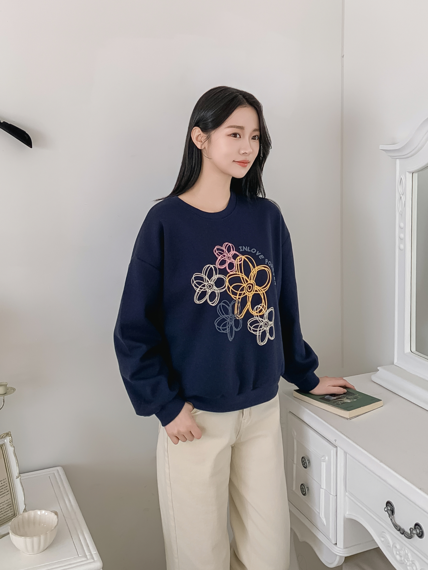 ラウンドネックプリント花柄スウェット | 詳細画像26