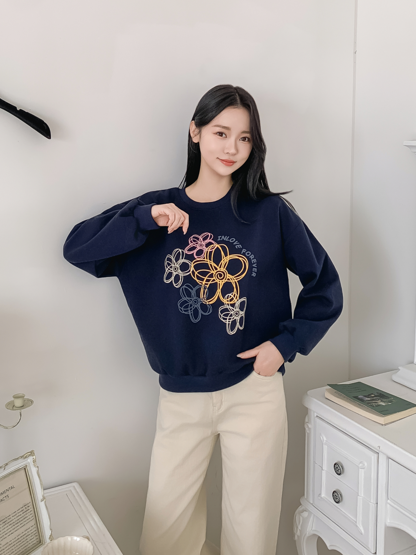 ラウンドネックプリント花柄スウェット | 詳細画像27