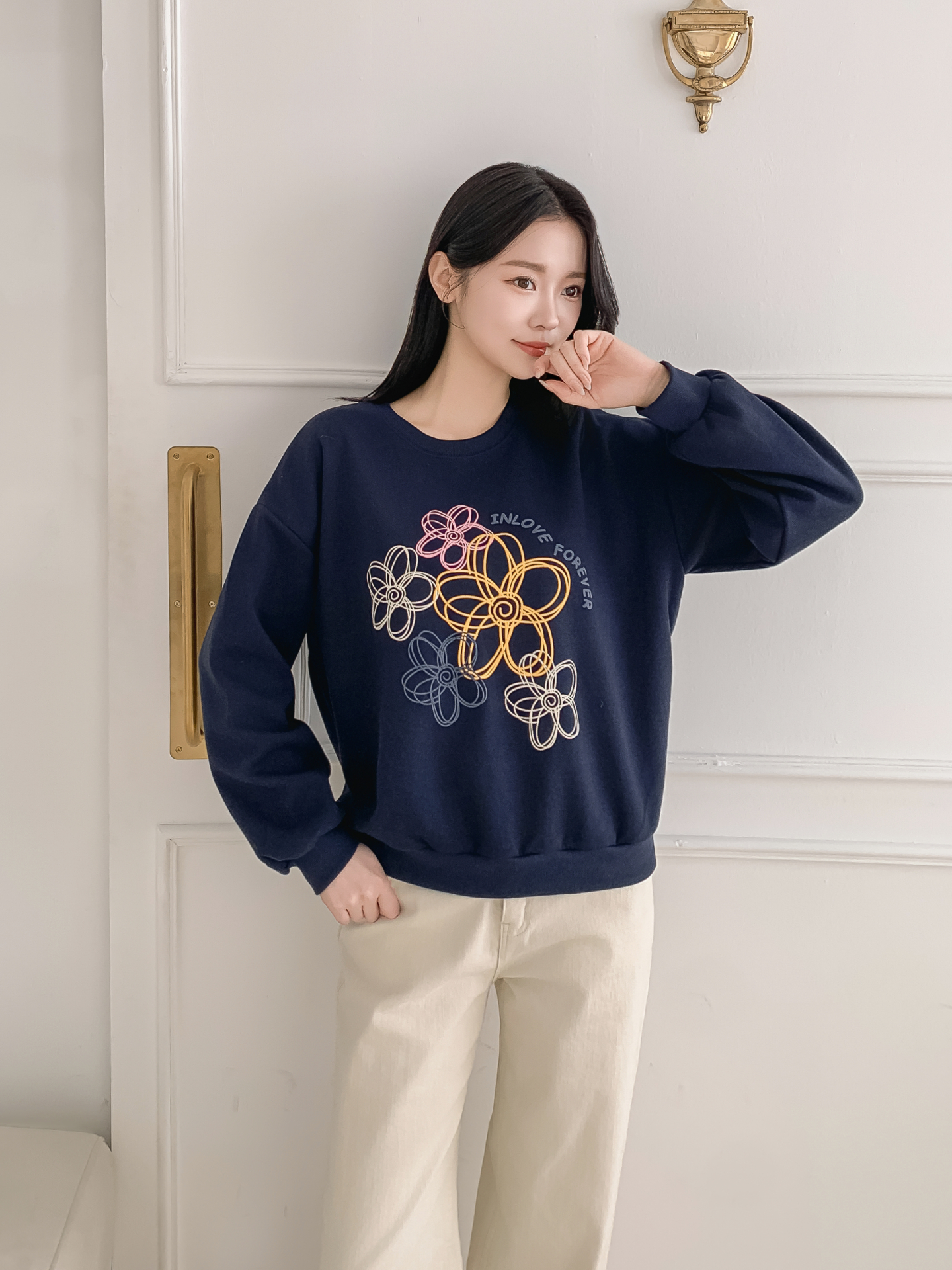 ラウンドネックプリント花柄スウェット | 詳細画像28