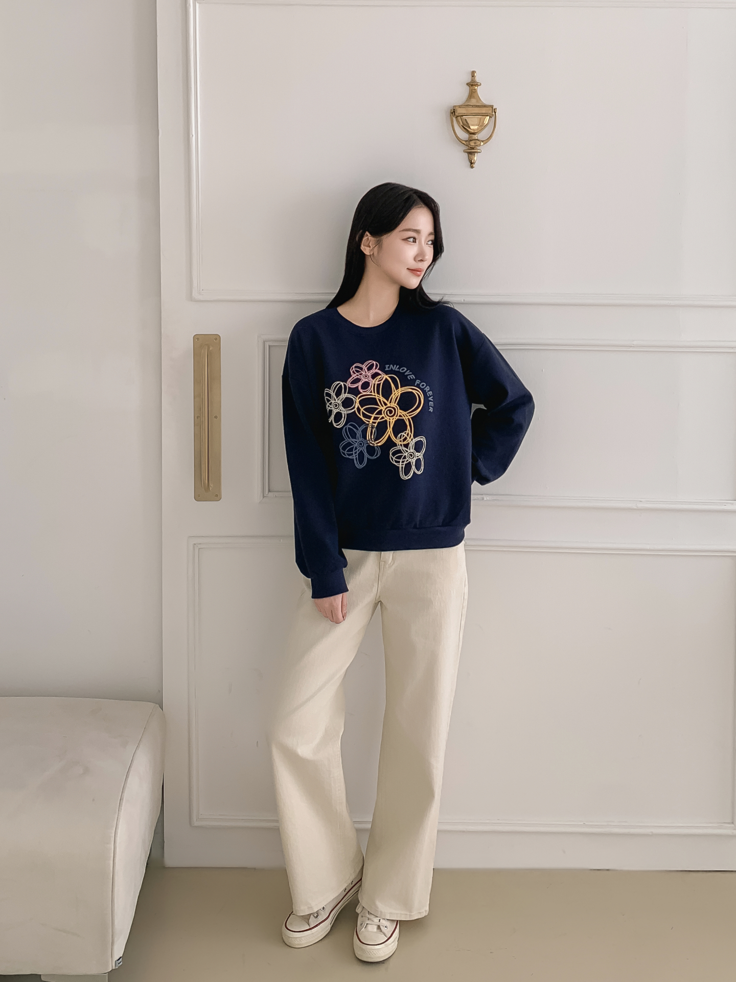 ラウンドネックプリント花柄スウェット | 詳細画像17