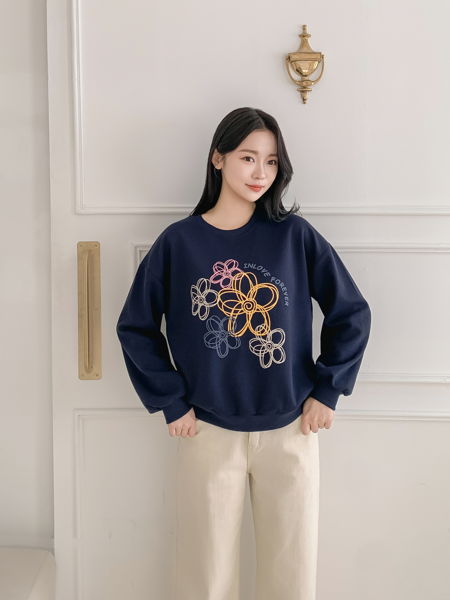 ラウンドネックプリント花柄スウェット | 詳細画像29