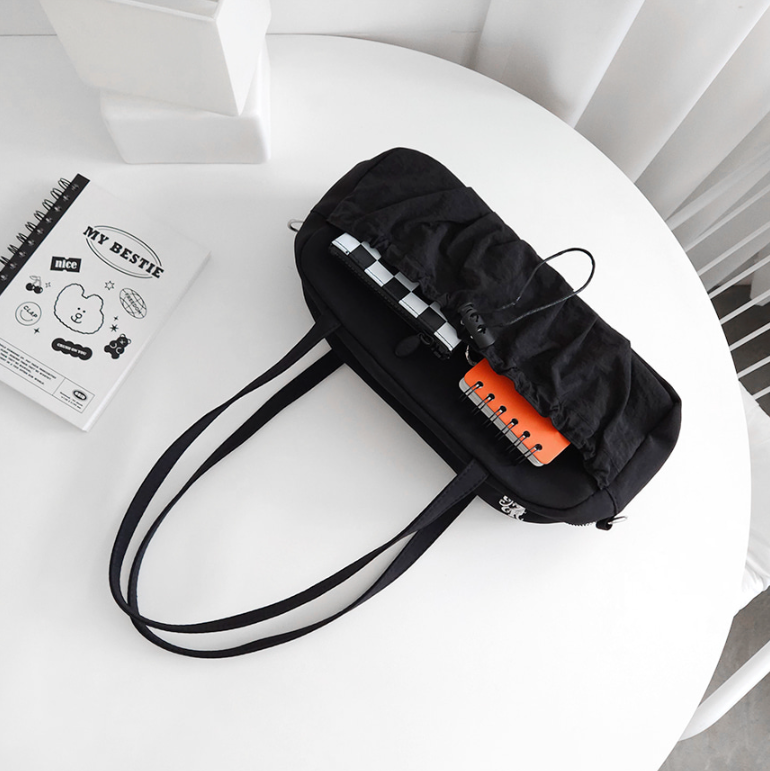 シャーリングドローストリングポケットショルダーバッグストラップ付 | 詳細画像6