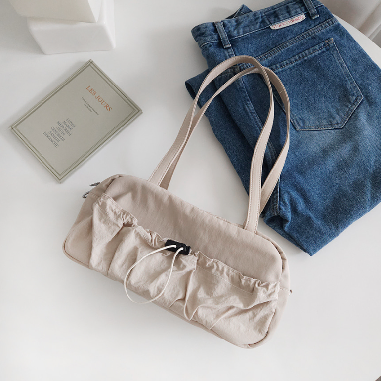 シャーリングドローストリングポケットショルダーバッグストラップ付 | 詳細画像12