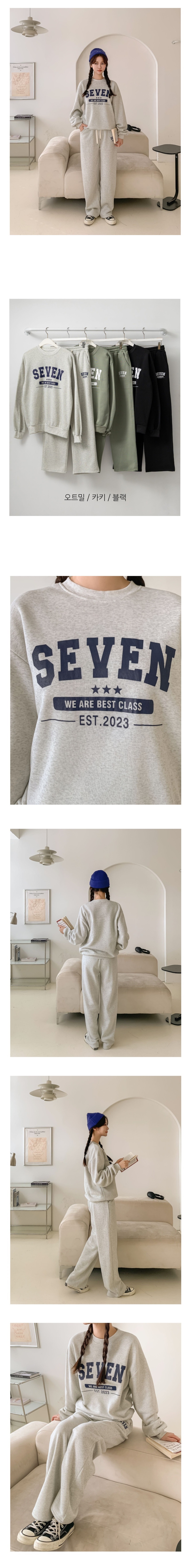 裏起毛ラウンドネックウエストゴムルーズ長袖ワイドロゴセットアップパンツスウェットトレーニング | 詳細画像2