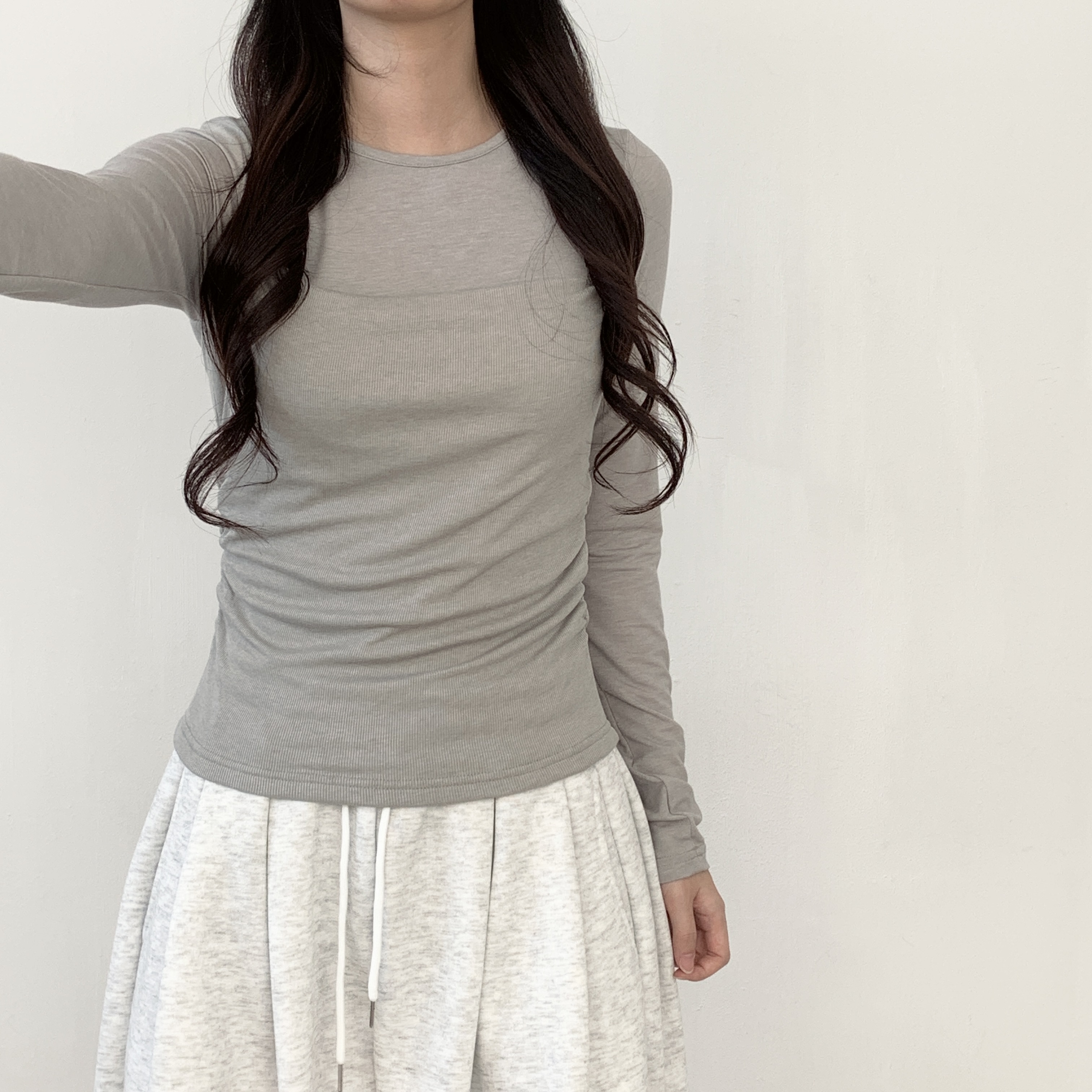 スリムレイヤード風ルーズ長袖Tシャツ | 詳細画像5