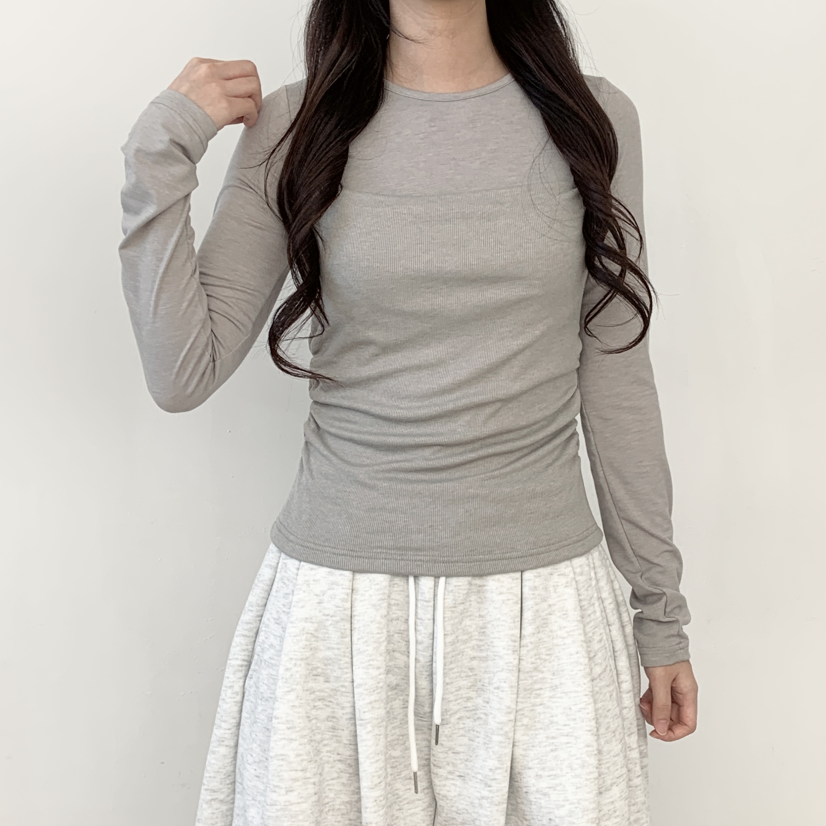 スリムレイヤード風ルーズ長袖Tシャツ | 詳細画像6