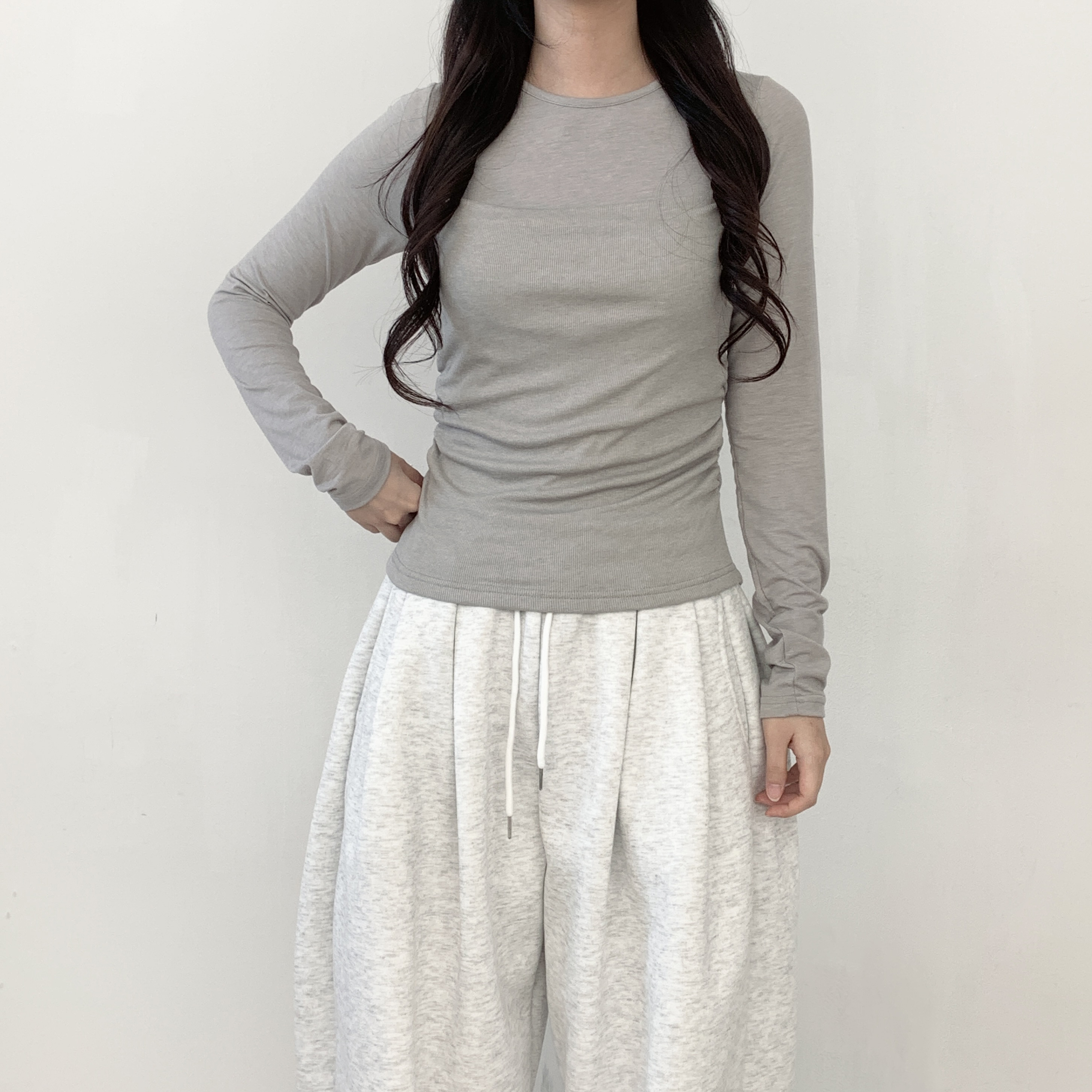 スリムレイヤード風ルーズ長袖Tシャツ | 詳細画像7