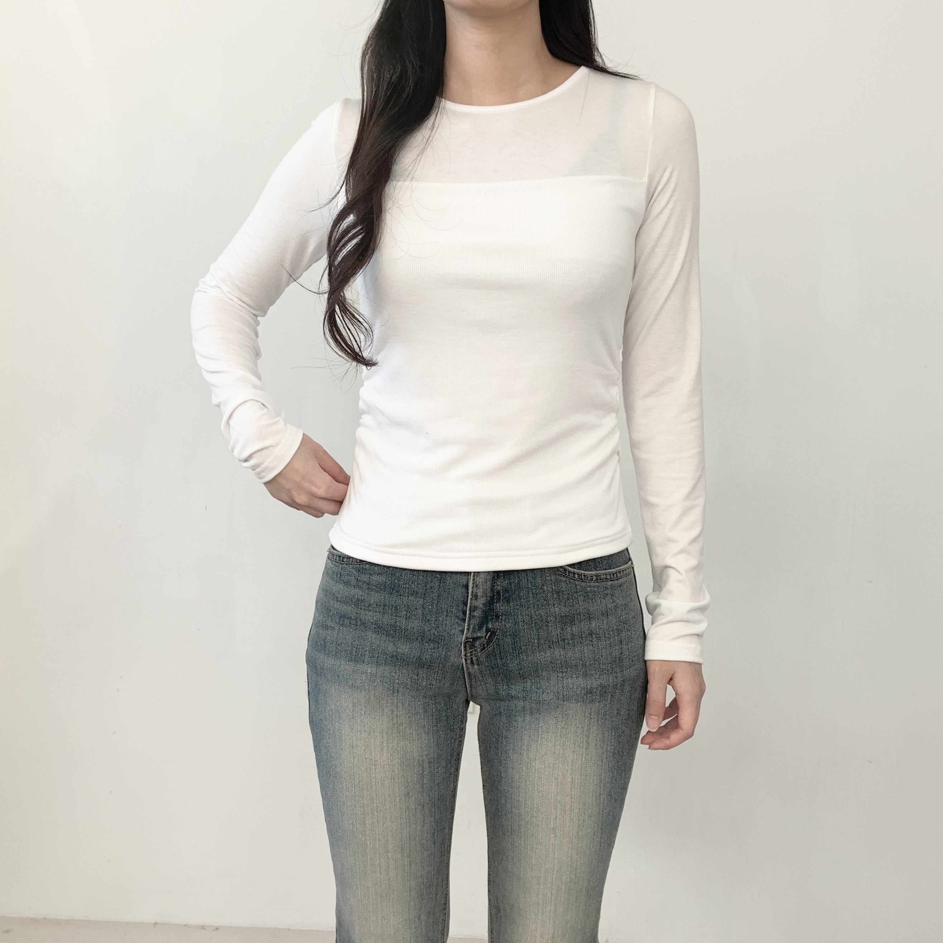 スリムレイヤード風ルーズ長袖Tシャツ | 詳細画像3