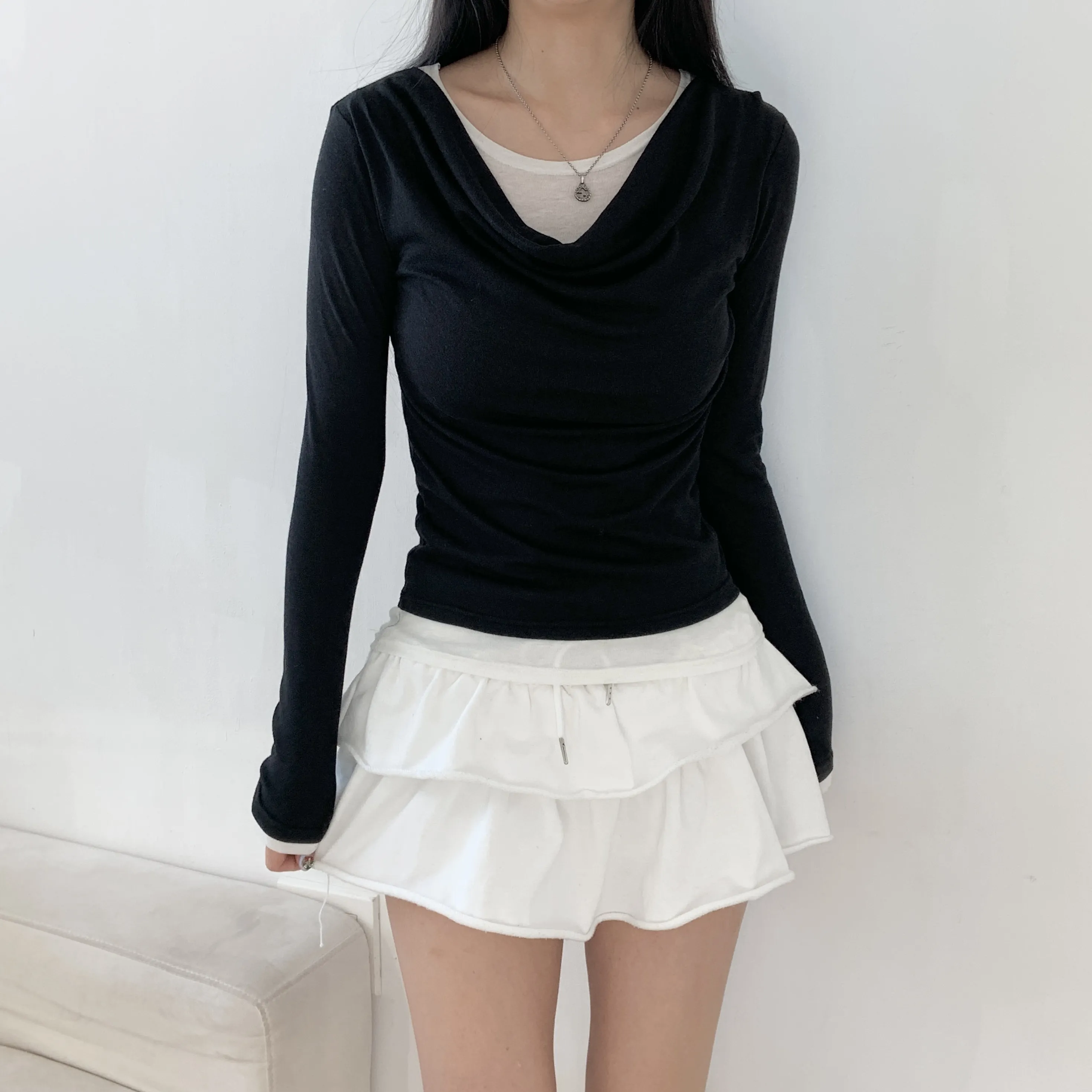 スリムレイヤード風ルーズ長袖Tシャツ | 詳細画像1