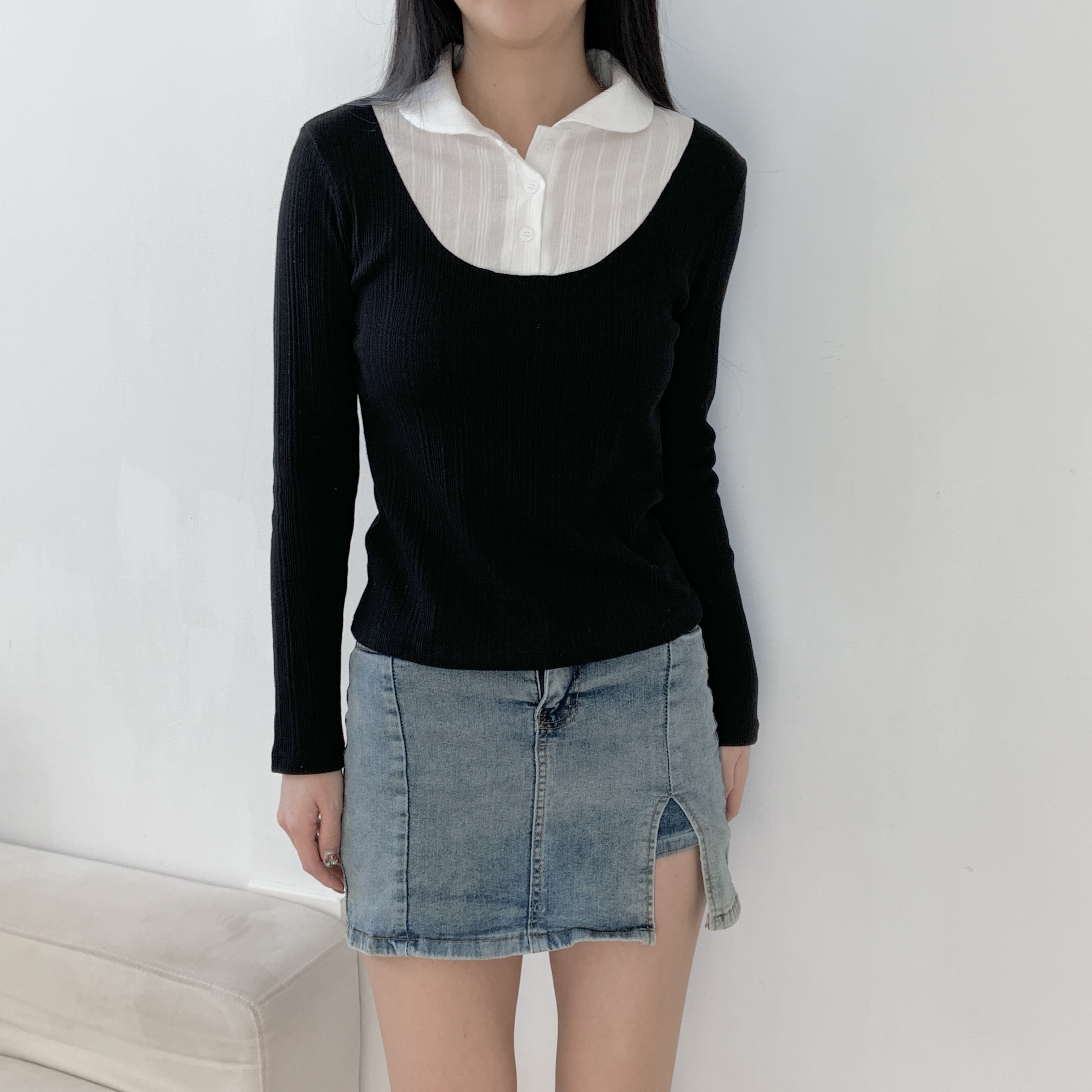 配色カラーベーシックスリムレイヤード風Tシャツ | 詳細画像7