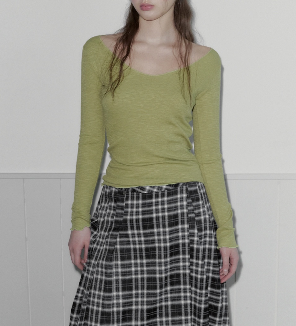 Vネックベーシックスリム長袖Tシャツ | 詳細画像8