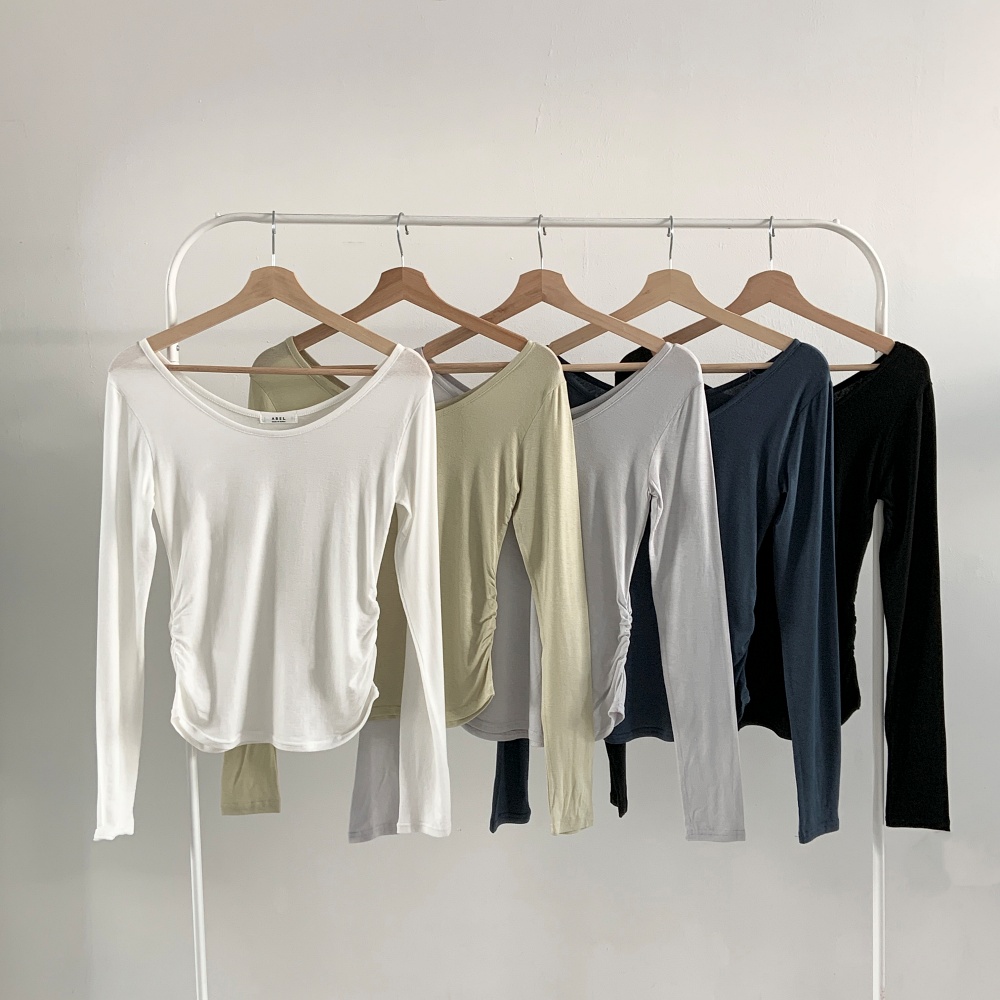 Uネック長袖ギャザーTシャツ | 詳細画像13