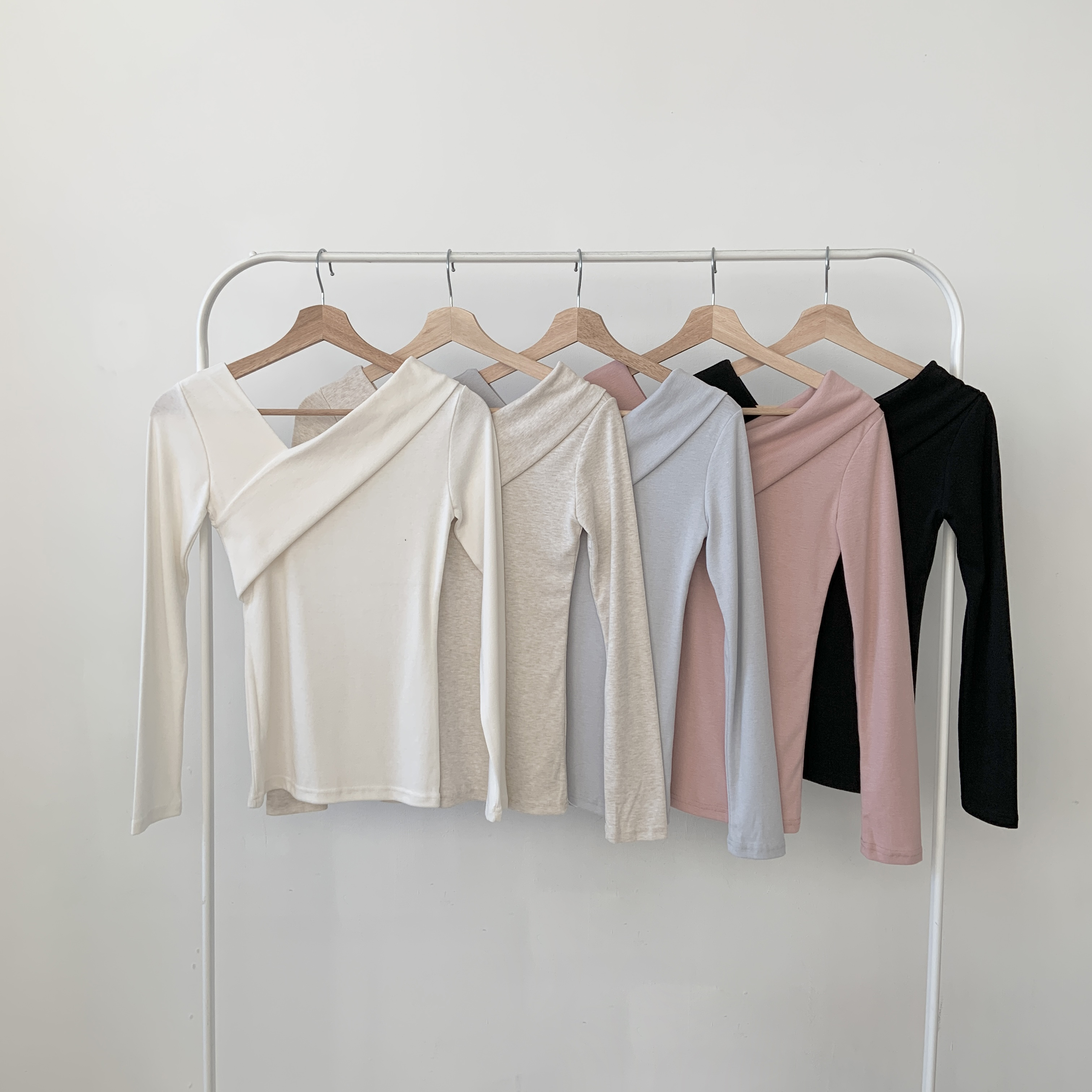 ストレッチオフショルダーワンショルダースリム長袖Tシャツ | 詳細画像7