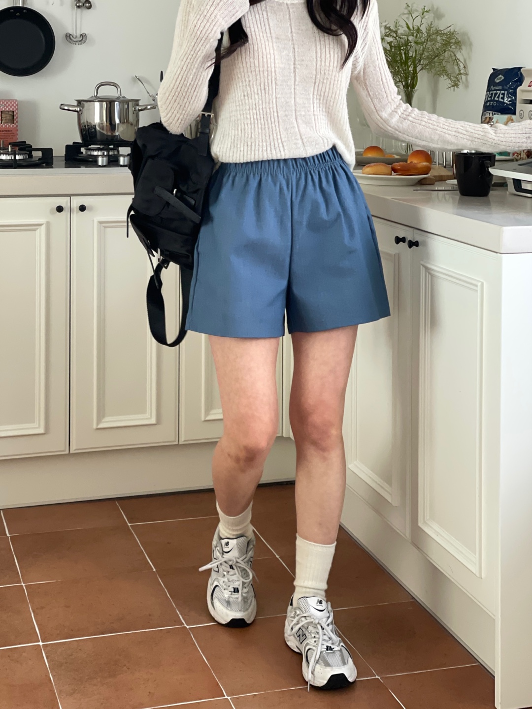 デニムコットンポケットウエストゴムショートショートパンツ | 詳細画像2