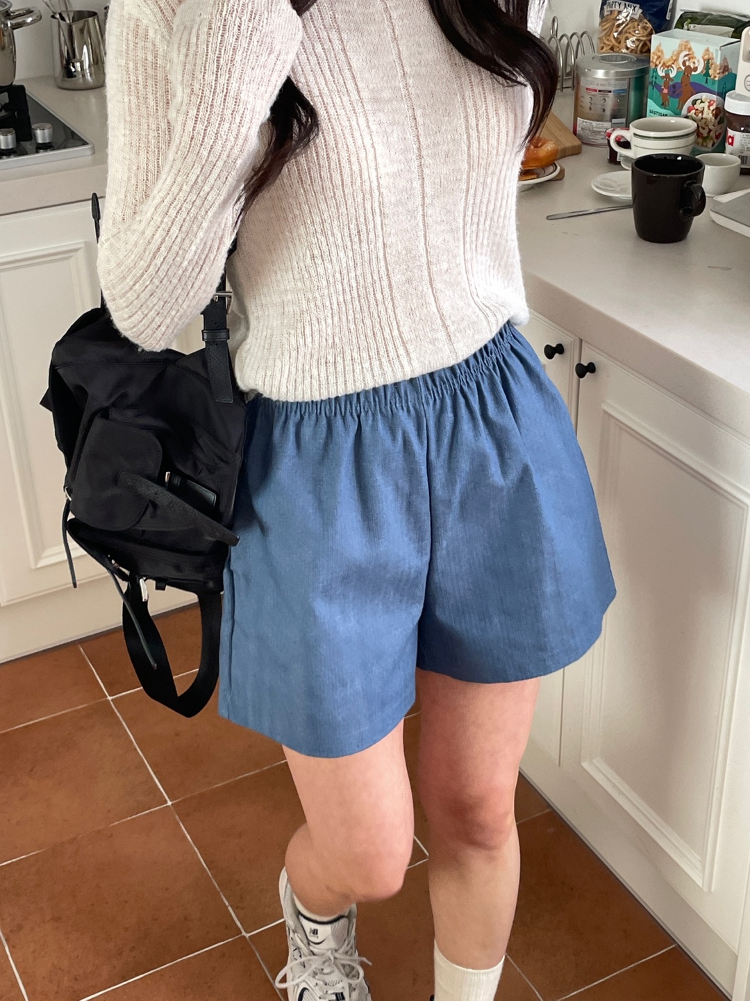 デニムコットンポケットウエストゴムショートショートパンツ | 詳細画像3