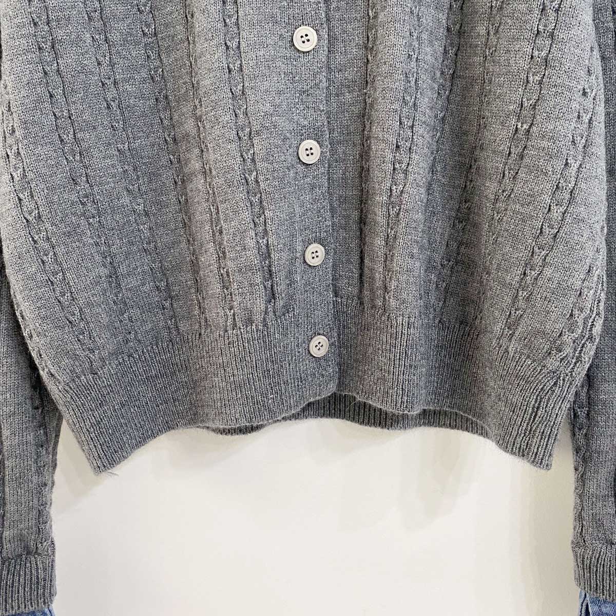 コンビデニムボタンレイヤード風長袖ケーブルカーディガン | 詳細画像20