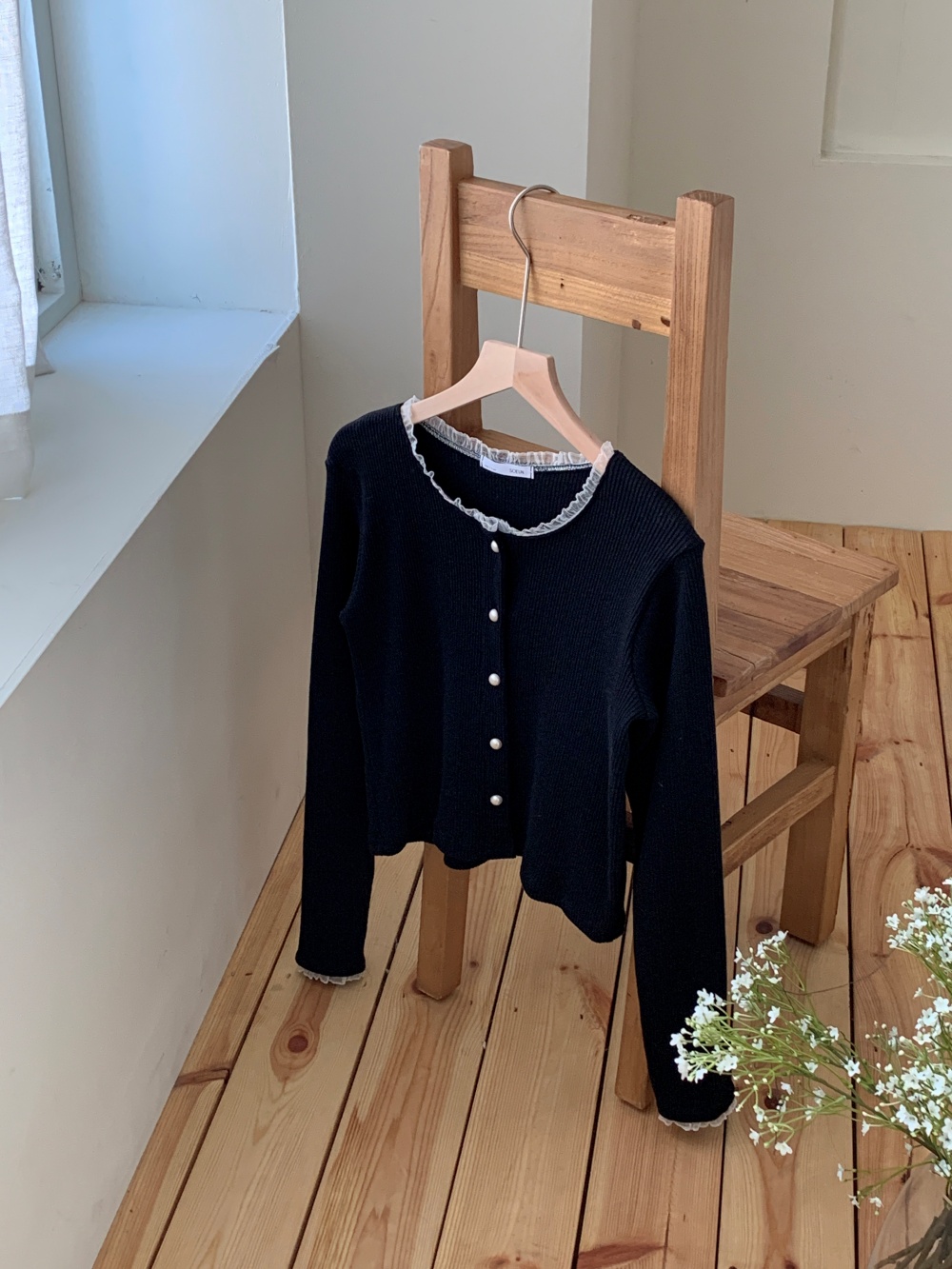 ボタンラウンドネックレースカーディガン | 詳細画像13