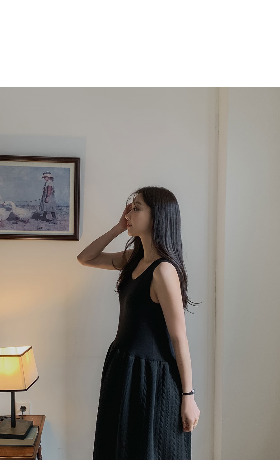 ラウンドネックロングフレアケーブルワンピース | 詳細画像6