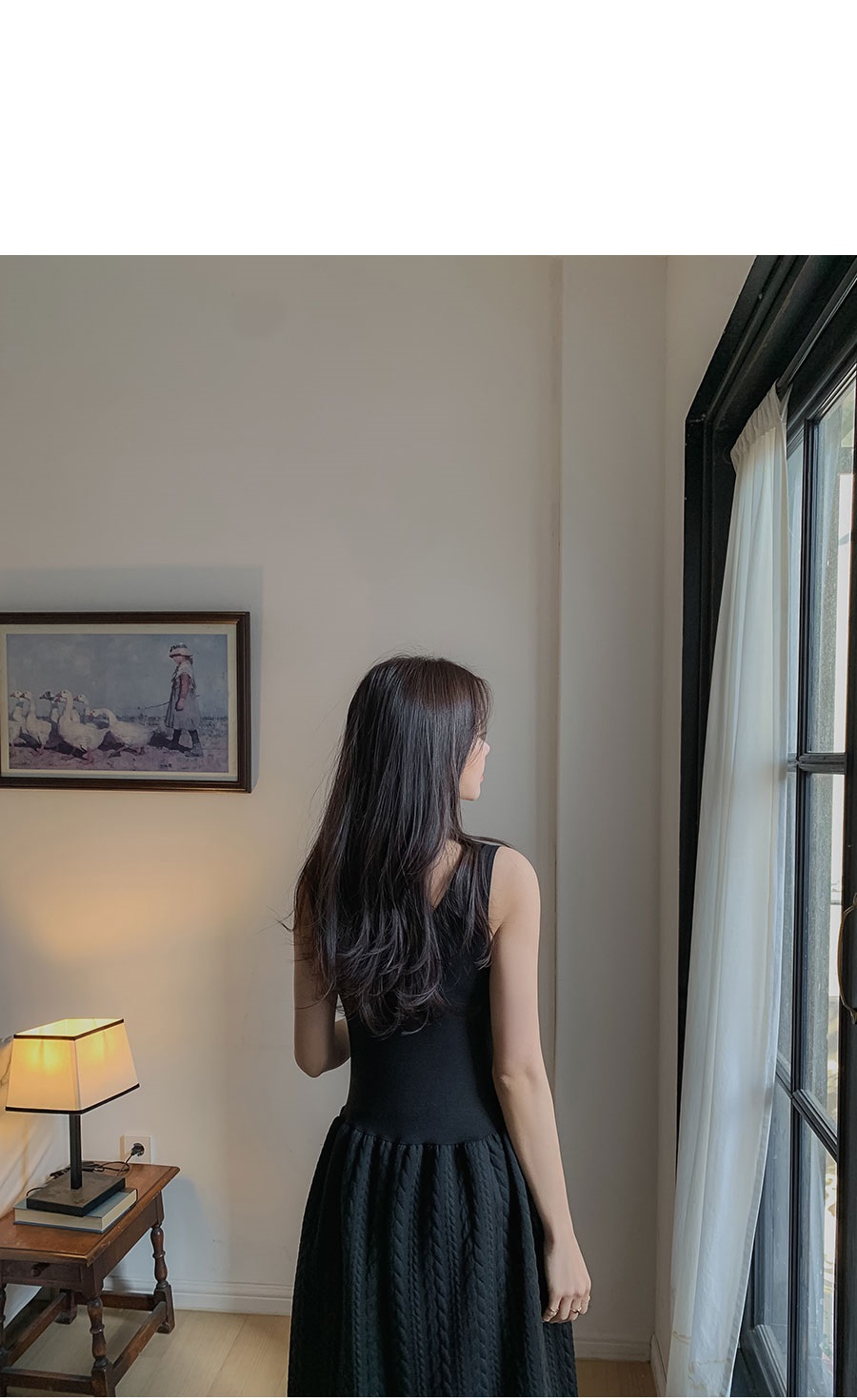 ラウンドネックロングフレアケーブルワンピース | 詳細画像8