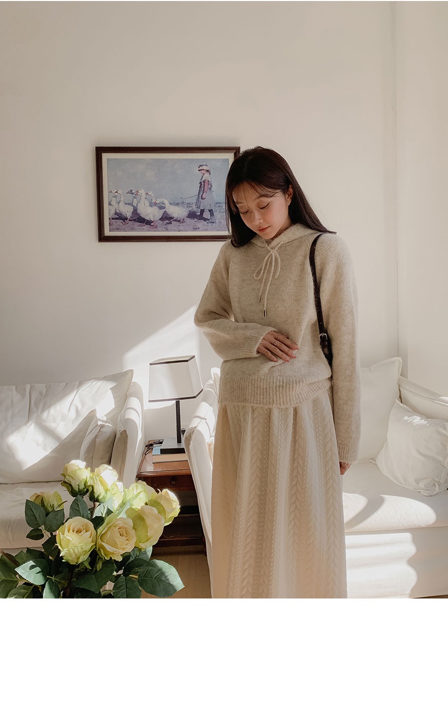 ラウンドネックロングフレアケーブルワンピース | 詳細画像14