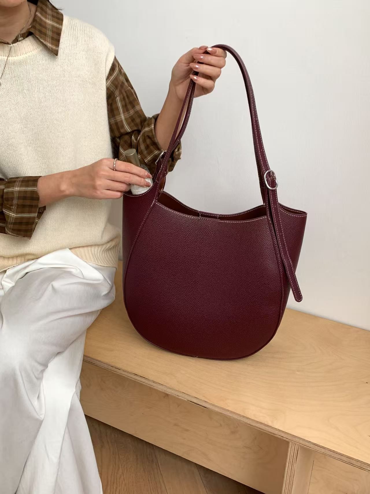 レザー調カラーショルダーバッグ | 詳細画像8