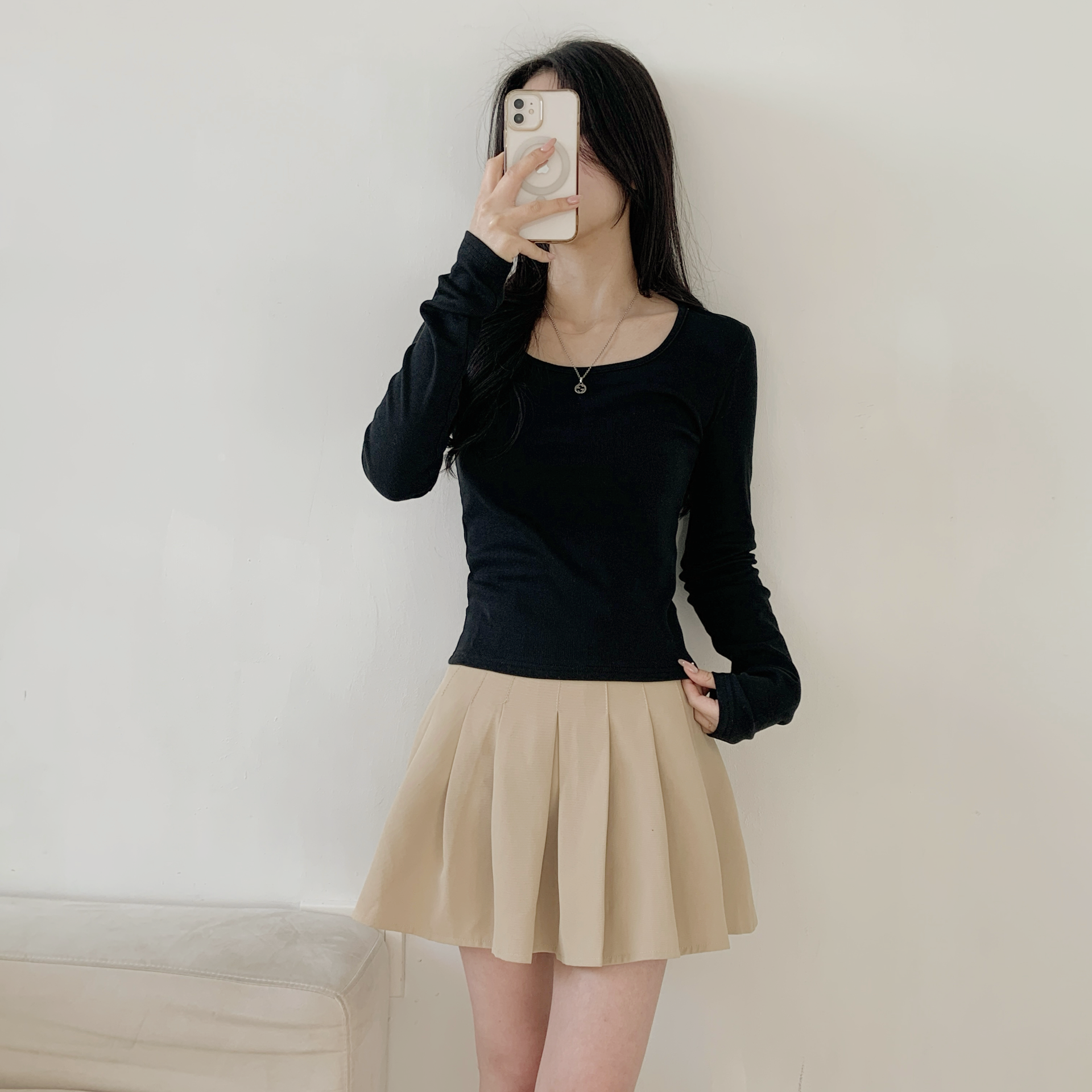 リブスクエアネックスリム長袖Tシャツ | 詳細画像10