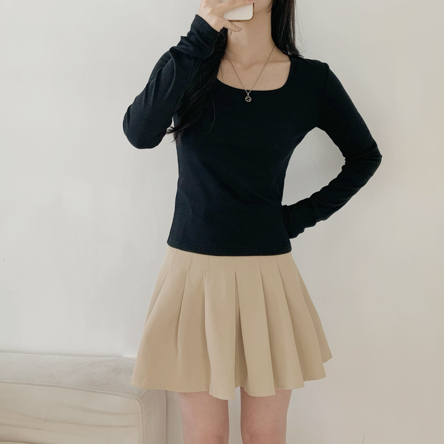 リブスクエアネックスリム長袖Tシャツ | 詳細画像11