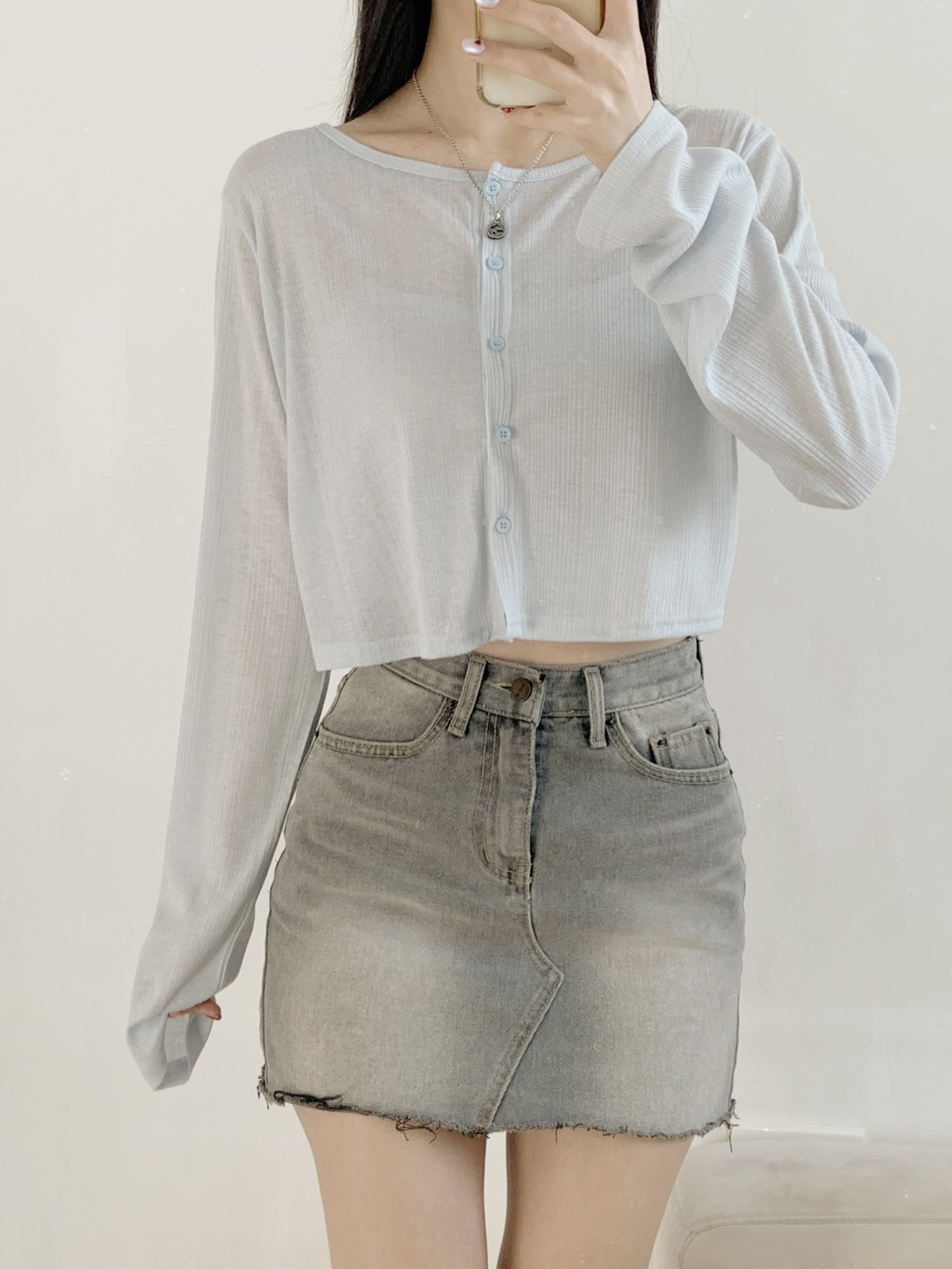 ボタンラウンドネックパステルカーディガン | 詳細画像5