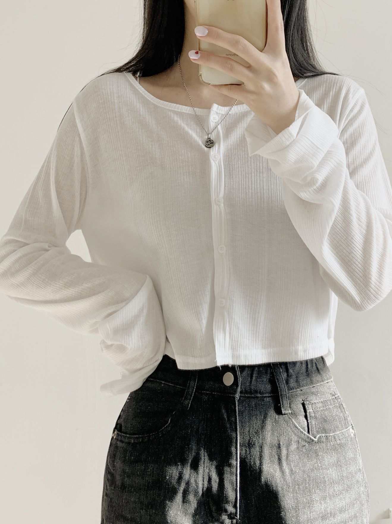 ボタンラウンドネックパステルカーディガン | 詳細画像11