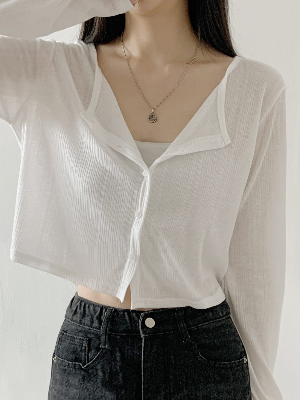 ボタンラウンドネックパステルカーディガン | 詳細画像7