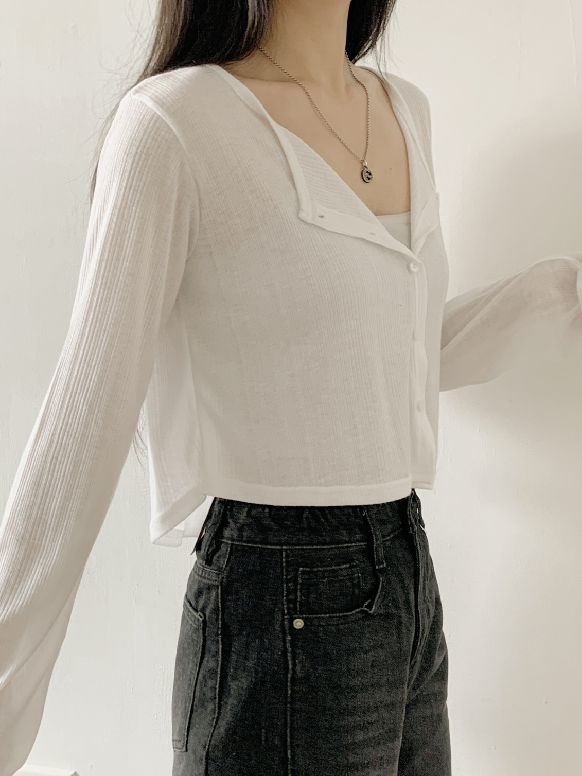 ボタンラウンドネックパステルカーディガン | 詳細画像9