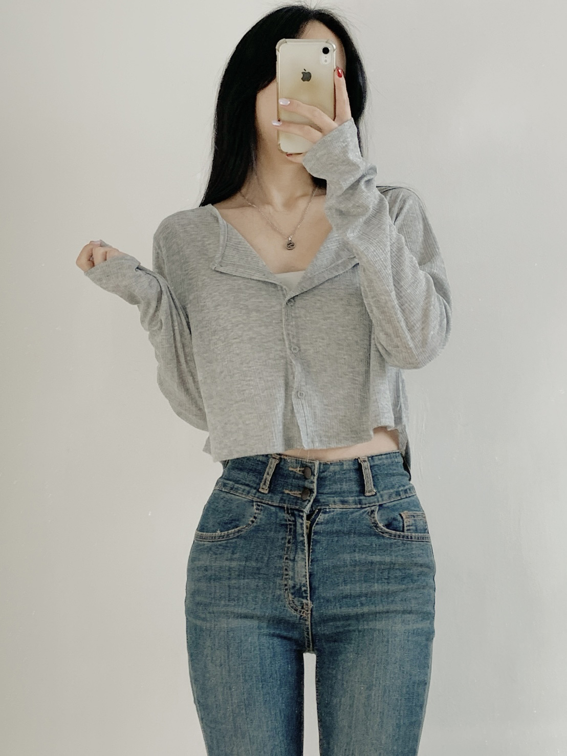 ボタンラウンドネックパステルカーディガン | 詳細画像13