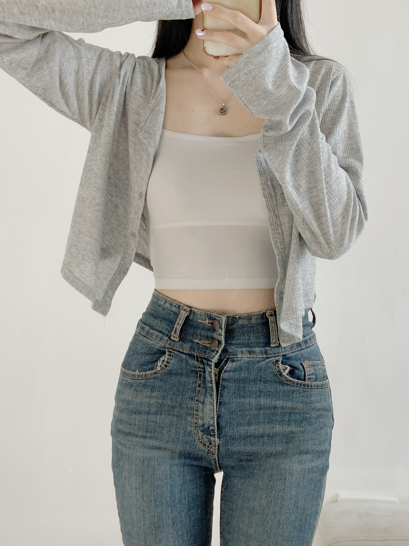 ボタンラウンドネックパステルカーディガン | 詳細画像12