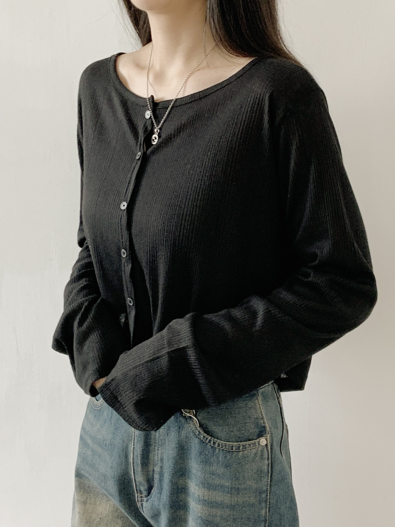 ボタンラウンドネックパステルカーディガン | 詳細画像18