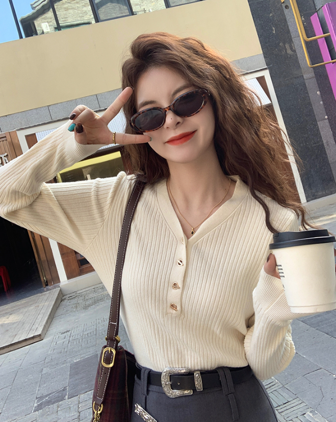 ボタンVネックスリムニット | 詳細画像8