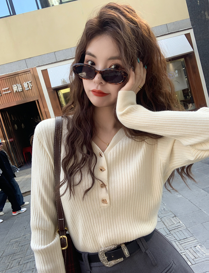 ボタンVネックスリムニット | 詳細画像9