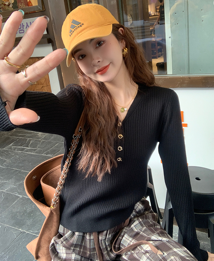 ボタンVネックスリムニット | 詳細画像11